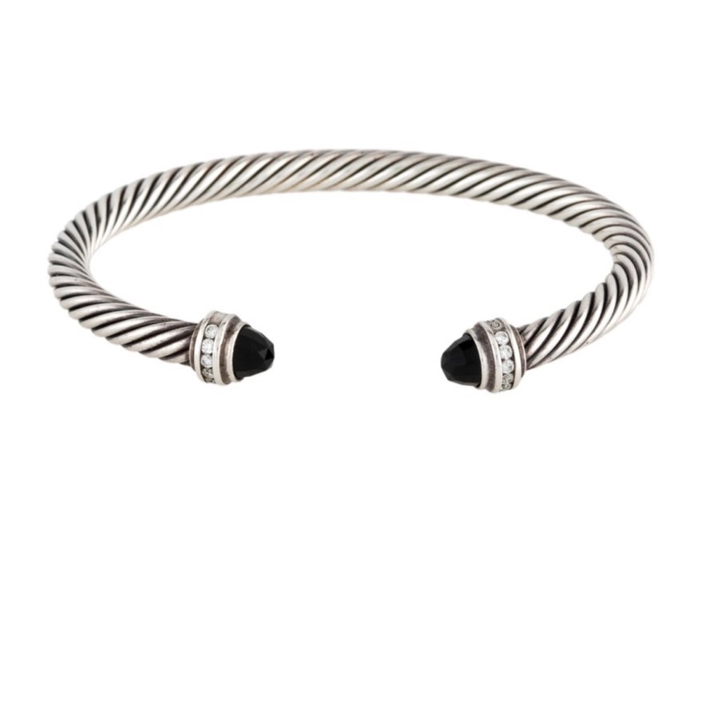 David Yurman Onyx and Diamond Cable Cuff